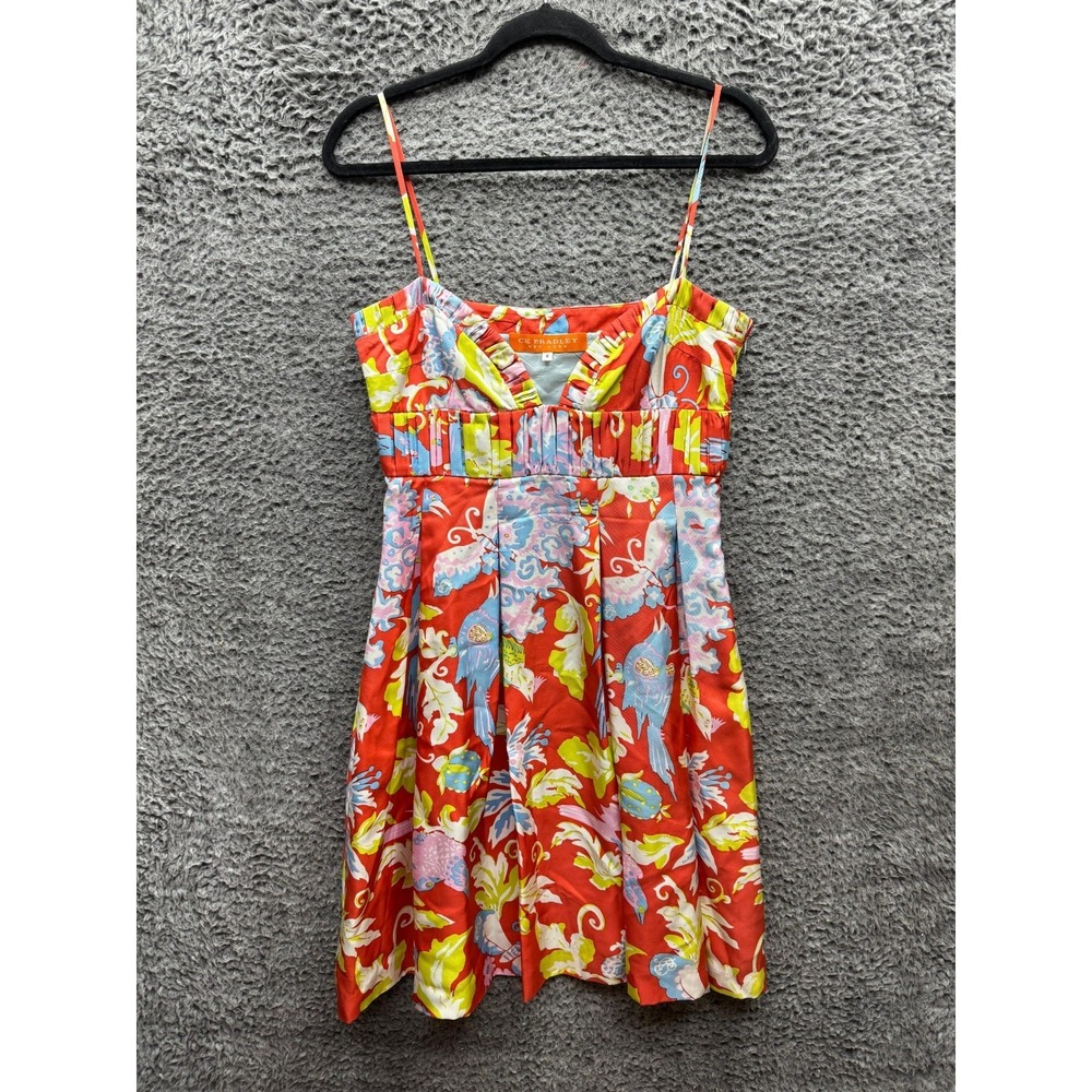 Ck Bradley New York Floral Silk Sleeveless Mini Dress Multicolor Womens Size 6